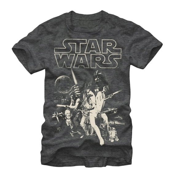Men's Star Wars Classic Poster Graphic Tee Charcoal Heather 4X Large
