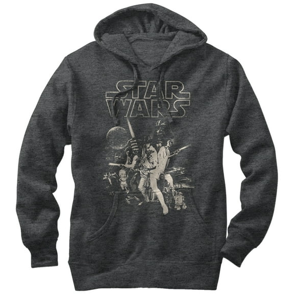 Men's Star Wars Classic Poster Pull Over Hoodie Charcoal Heather Large