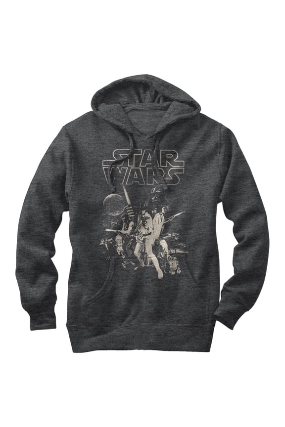 Men's Star Wars Classic Poster Pull Over Hoodie Charcoal Heather Large