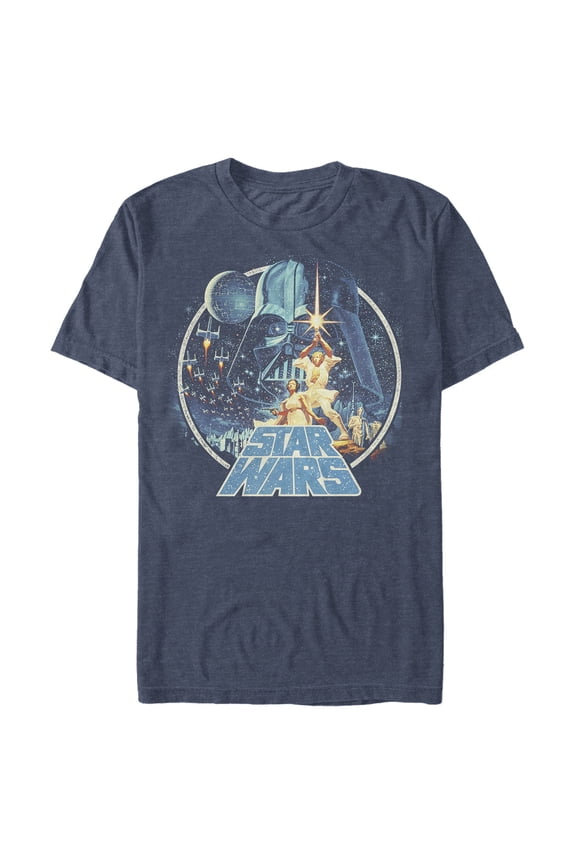 Men's Star Wars Classic Scene Circle  Graphic Tee Navy Blue Heather X Large