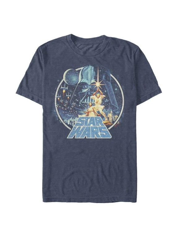 Men's Star Wars Classic Scene Circle Graphic Tee Navy Blue Heather X Large