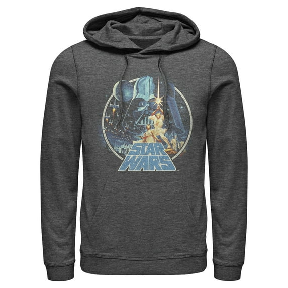 Men's Star Wars Classic Scene Circle Pull Over Hoodie Charcoal Heather 3X Large