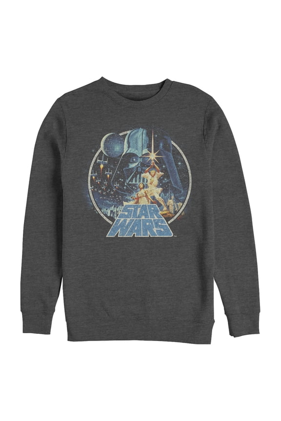 Men's Star Wars Classic Scene Circle Sweatshirt Charcoal Heather Medium