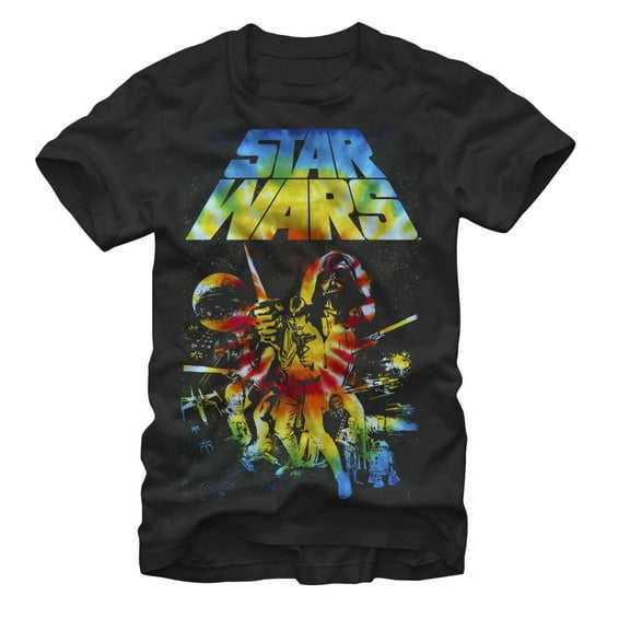 Men's Star Wars Classic Tie-Dye Poster Graphic Tee Black X Large