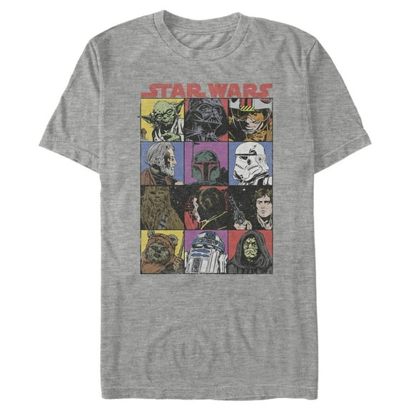 Men's Star Wars Comic Strip Cartoon Group  Graphic Tee Athletic Heather Large