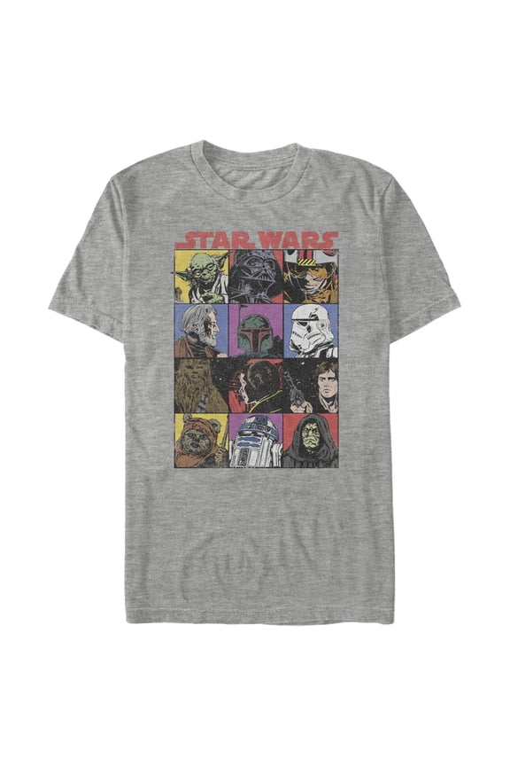 Men's Star Wars Comic Strip Cartoon Group Graphic Tee Athletic Heather Large