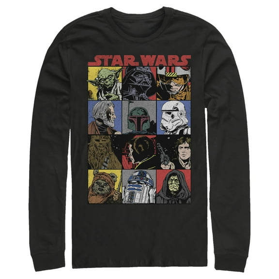 Men's Star Wars Comic Strip Cartoon Group  Long Sleeve Shirt Black X Large