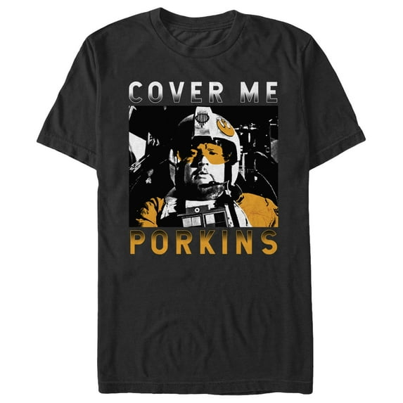Men's Star Wars Cover Me Porkins Graphic Tee Black 2X Large