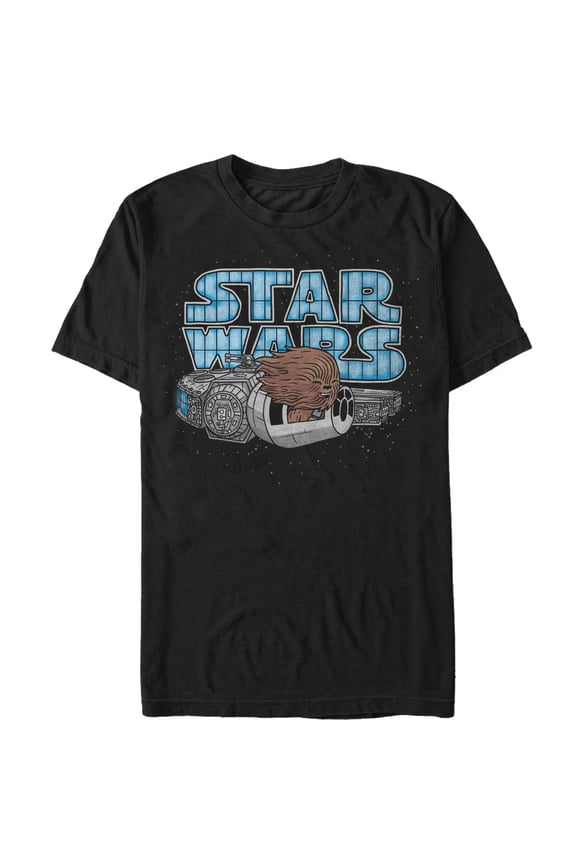 Men's Star Wars Cute Chewie Hair Party Cartoon Graphic Tee Black Medium