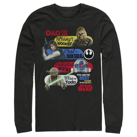 Men's Star Wars Dad You Are the Best Father in the Galaxy Long Sleeve Shirt Black Large