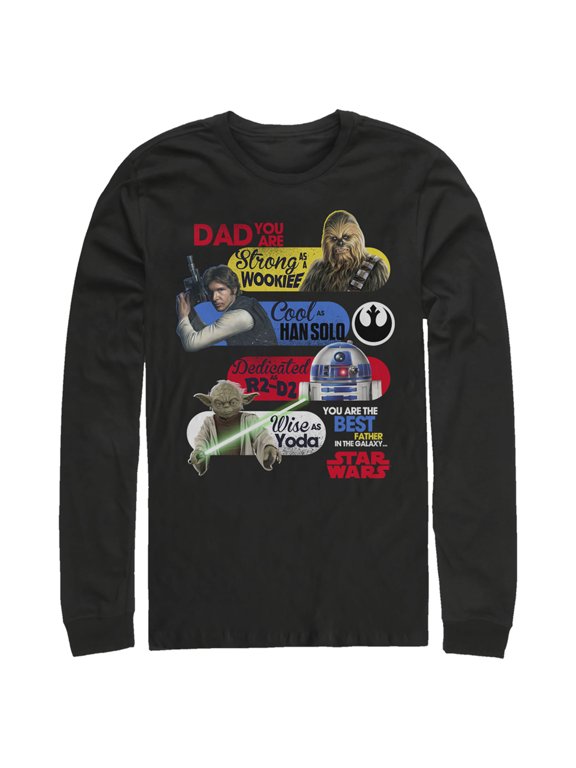 Men's Star Wars Dad You Are the Best Father in the Galaxy Long Sleeve Shirt Black Large