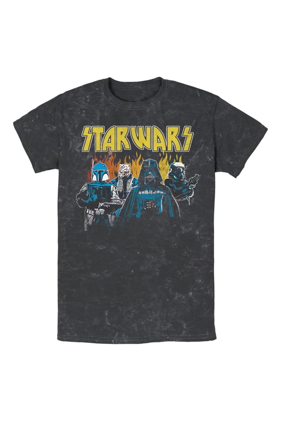 Men's Star Wars Dark Side Grunge Rock Graphic Tee Black Mineral Wash Medium