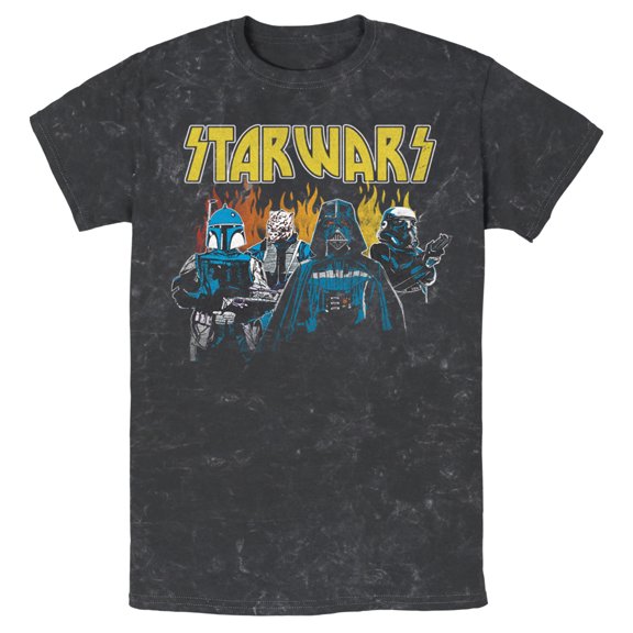 Men's Star Wars Dark Side Grunge Rock Graphic Tee Black Mineral Wash X Large