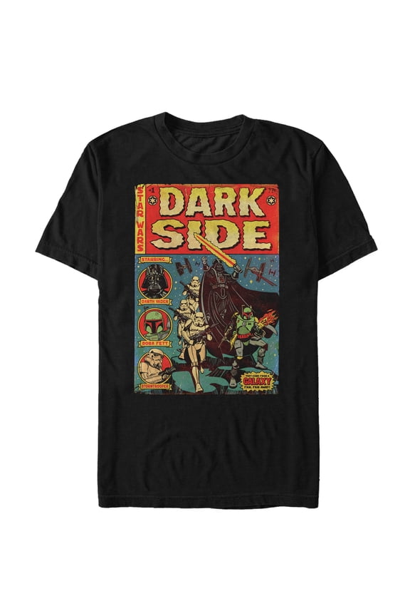 Men's Star Wars Dark Side Villain Comic Book Graphic Tee Black Large