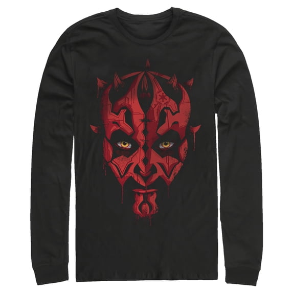 Men's Star Wars Darth Maul Portrait Long Sleeve Shirt Black 2X Large