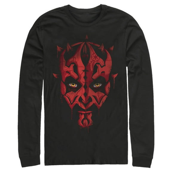 Men's Star Wars Darth Maul Portrait Long Sleeve Shirt Black 2X Large