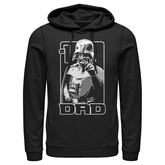 Men's Star Wars Darth Vader #1 Dad Poster Pull Over Hoodie Black 2X Large