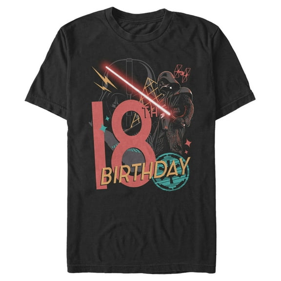 Men's Star Wars Darth Vader 18th Birthday Abstract Background  Graphic Tee Black Large