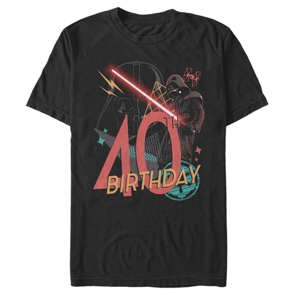 Men's Star Wars Darth Vader 40th Birthday Abstract Background Graphic Tee Black X Large
