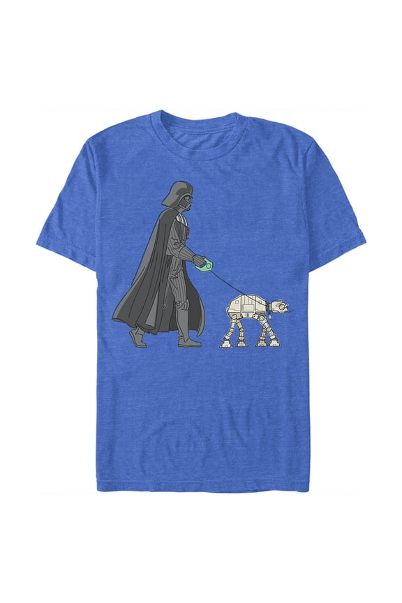 Men's Star Wars Darth Vader AT-AT Walking the Dog Graphic Tee Royal Blue Heather 2X Large