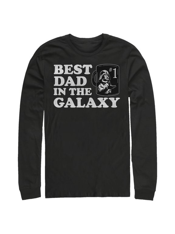 Men's Star Wars Darth Vader Best Dad in the Galaxy Mug Long Sleeve Shirt Black Medium