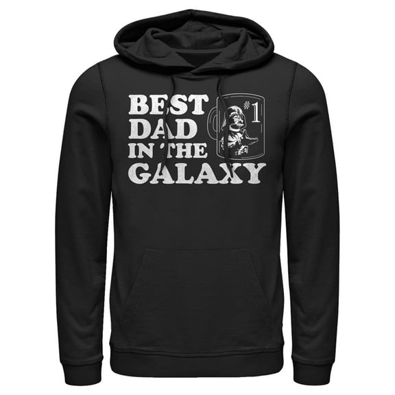 Men's Star Wars Darth Vader Best Dad in the Galaxy Mug Pull Over Hoodie Black 2X Large