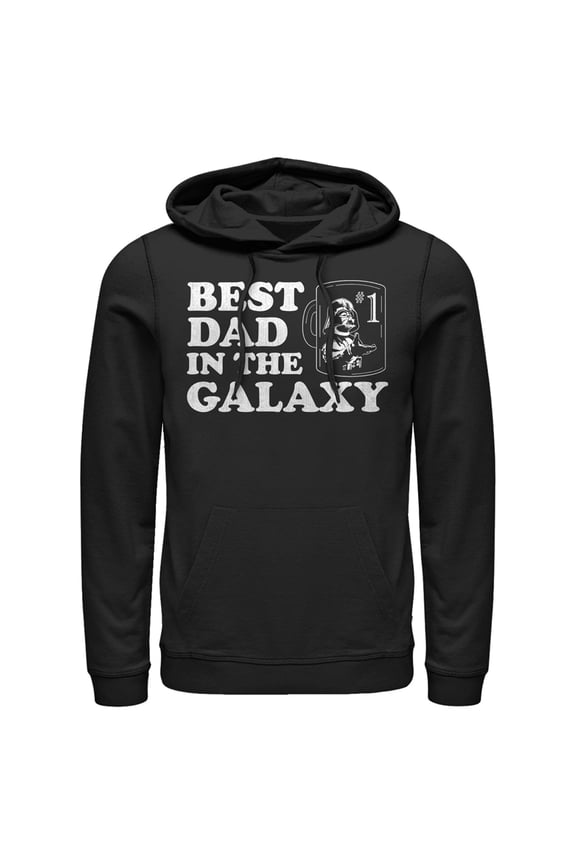 Men's Star Wars Darth Vader Best Dad in the Galaxy Mug Pull Over Hoodie Black Large