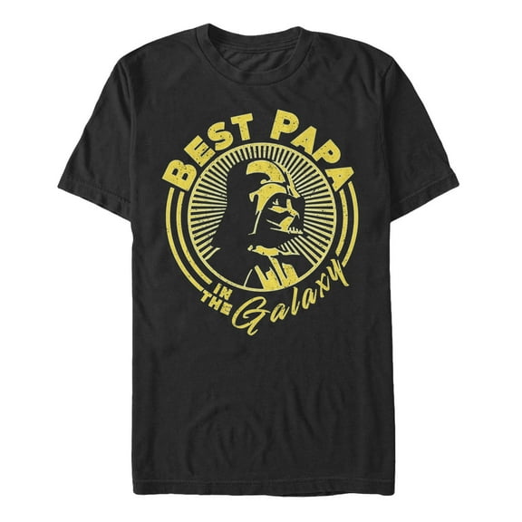 Men's Star Wars Darth Vader Best Papa in the Galaxy Sun  Graphic Tee Black 2X Large