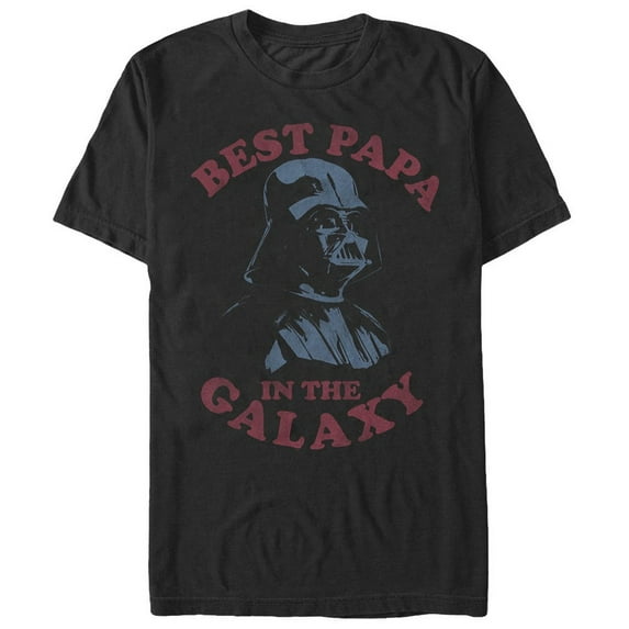 Men's Star Wars Darth Vader Best Papa in the Galaxy Graphic Tee Black 2X Large
