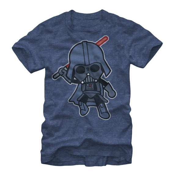 Men's Star Wars Darth Vader Cartoon Attack  Graphic Tee Navy Blue Heather Large