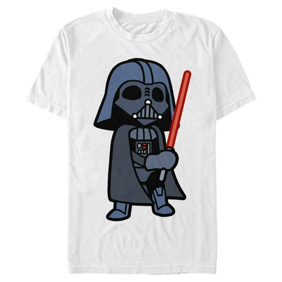 Men's Star Wars Darth Vader Cartoon Graphic Tee White 2X Large