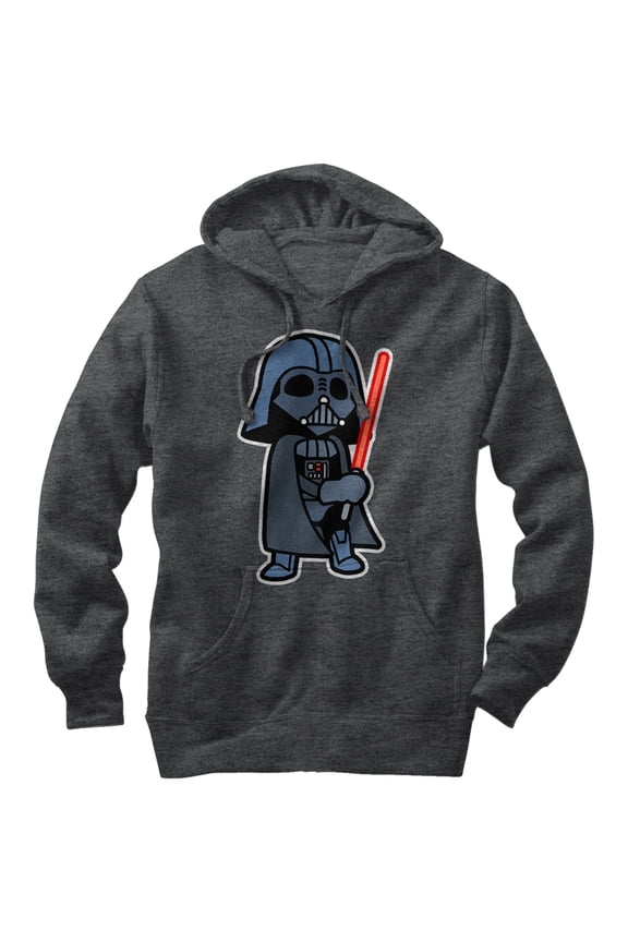 Men's Star Wars Darth Vader Cartoon Pull Over Hoodie Charcoal Heather Large