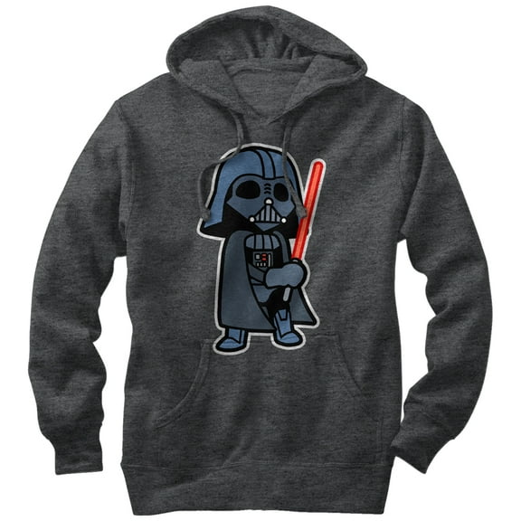 Men's Star Wars Darth Vader Cartoon Pull Over Hoodie Charcoal Heather X Large