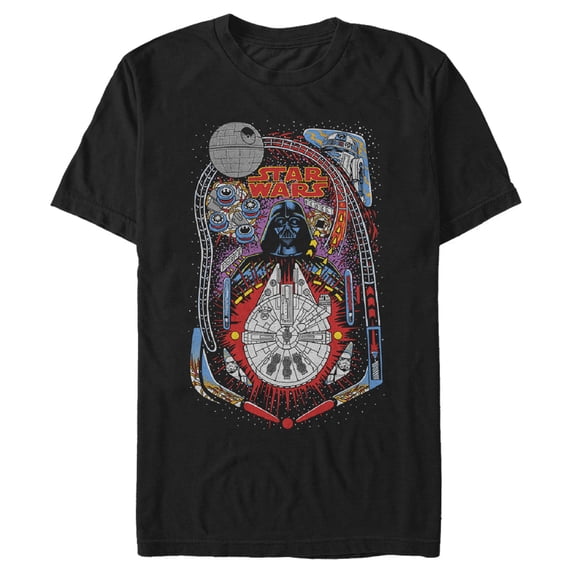 Men's Star Wars Darth Vader Death Star Pinball Graphic Tee Black X Large