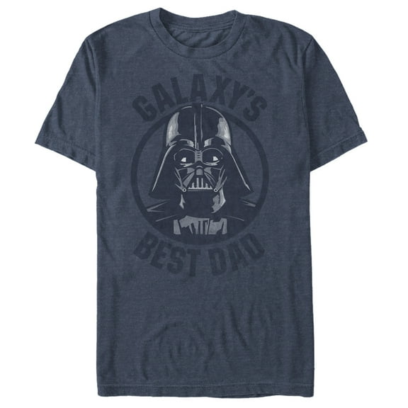 Men's Star Wars Darth Vader Galaxy's Best Dad  Graphic Tee Navy Blue Heather Large