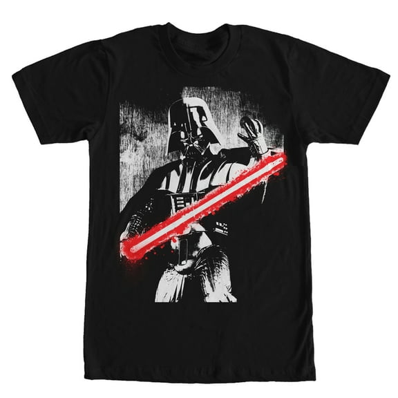 Men's Star Wars Darth Vader Lightsaber Grayscale  Graphic Tee Black Small