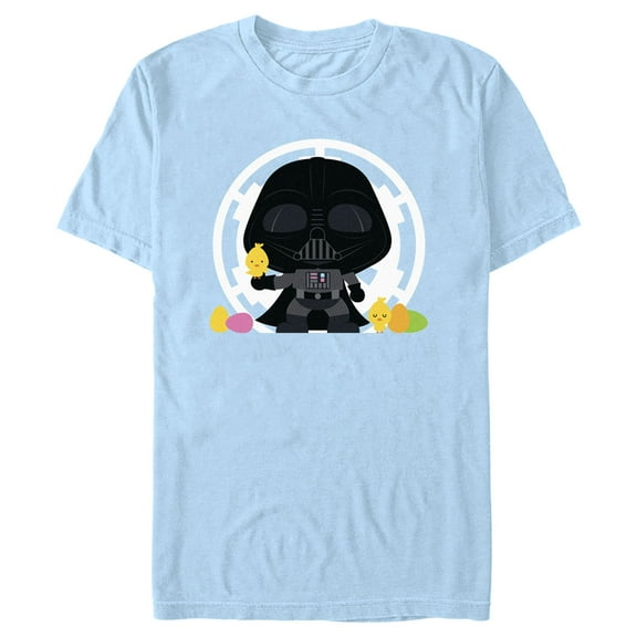 Men's Star Wars Darth Vader Loves Easter and Baby Chickens  Graphic Tee Light Blue Large