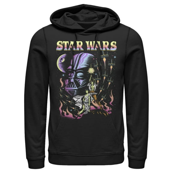 Men's Star Wars Darth Vader Luke Skywalker Collage  Pull Over Hoodie Black Medium