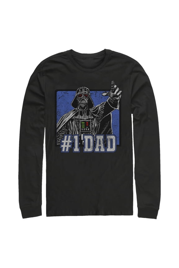 Men's Star Wars Darth Vader Number One Dad Long Sleeve Shirt Black Medium
