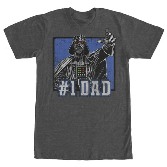 Men's Star Wars Darth Vader Number One Father  Graphic Tee Charcoal Heather 2X Large