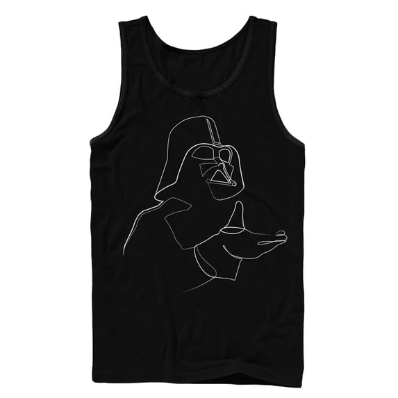 Men's Star Wars Darth Vader Outline Tank Top Black Medium