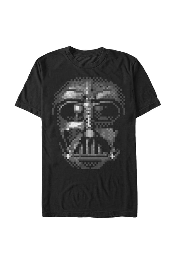 Men's Star Wars Darth Vader Pixel Face Graphic Tee Black Large