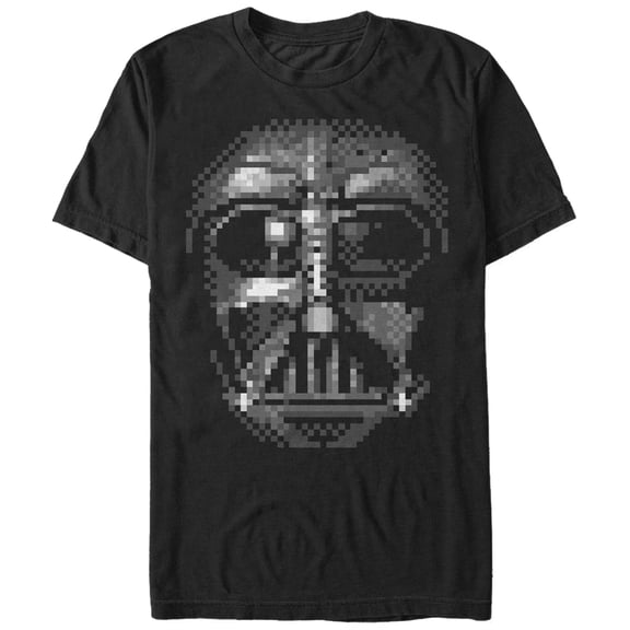 Men's Star Wars Darth Vader Pixel Face Graphic Tee Black Small