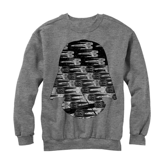 Men's Star Wars Darth Vader Ship Collage Sweatshirt Athletic Heather Large