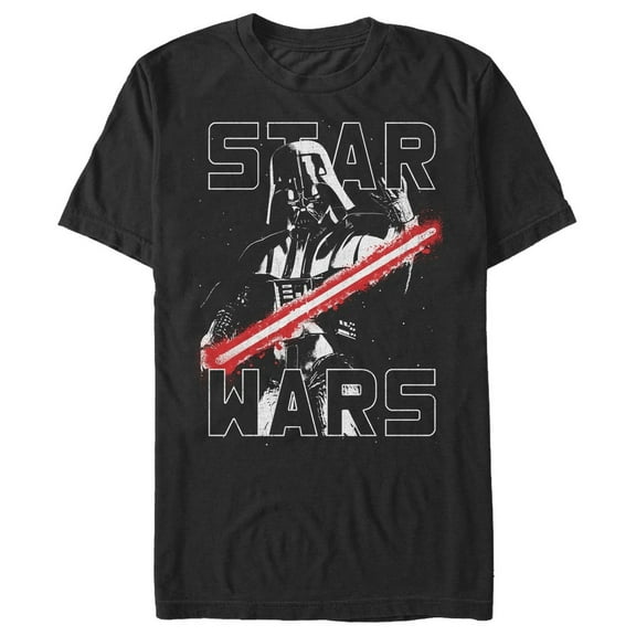 Men's Star Wars Darth Vader Spray Print Graphic Tee Black Large