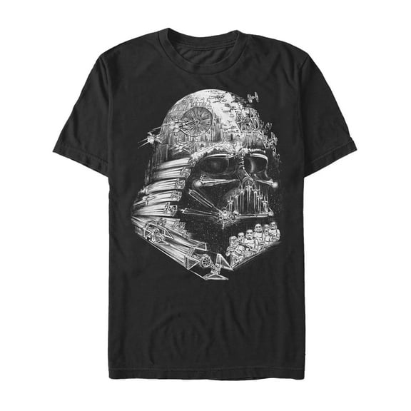 Men's Star Wars Darth Vader Star Ship Collage Graphic Tee Black 3X Large