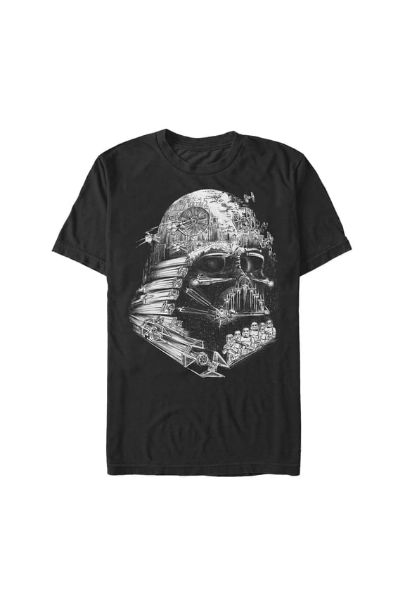 Men's Star Wars Darth Vader Star Ship Collage Graphic Tee Black 3X Large