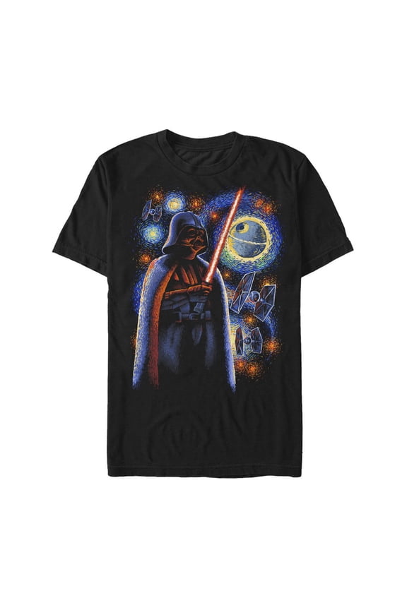 Men's Star Wars Darth Vader Starry Night Graphic Tee Black Large
