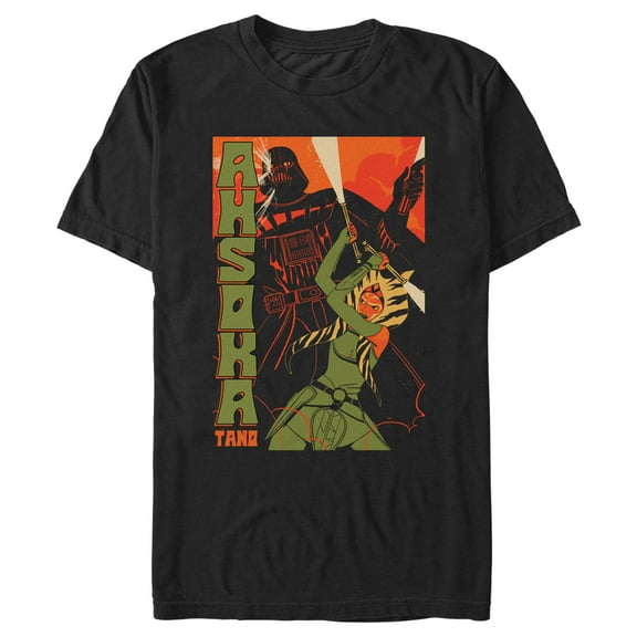 Men's Star Wars Darth Vader and Ahsoka Poster Graphic Tee Black Medium