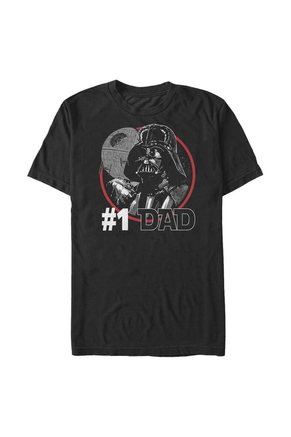Men's Star Wars Darth Vader and Death Star #1 Dad Graphic Tee Black 3X Large